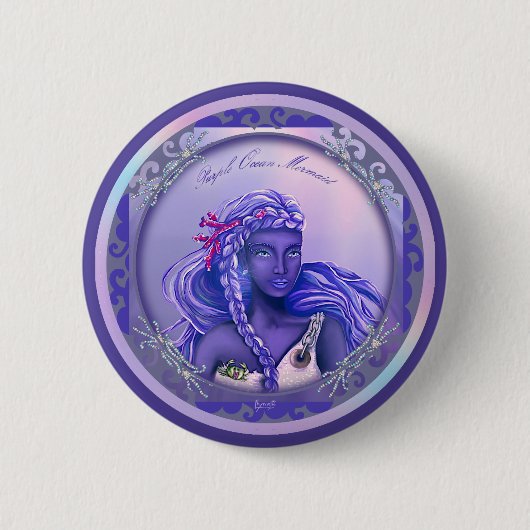 Button Paarse Oceaan Mermaid (Voorkant)