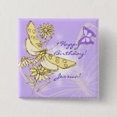 Button Paarse peach Butterfly (Voorkant)