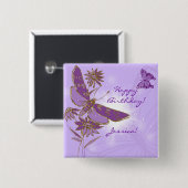 Button Paarse vlinder (Voorkant /achterkant)