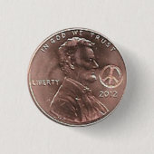 Button PEACE Lincoln CENT 2012 (Voorkant)
