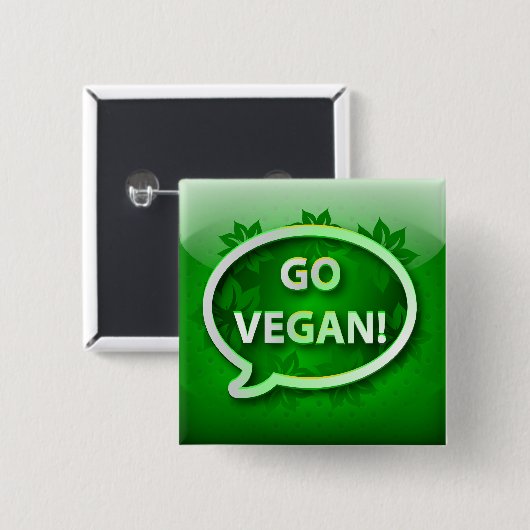 Button pictogram groen GO VEGAN (Voorkant /achterkant)