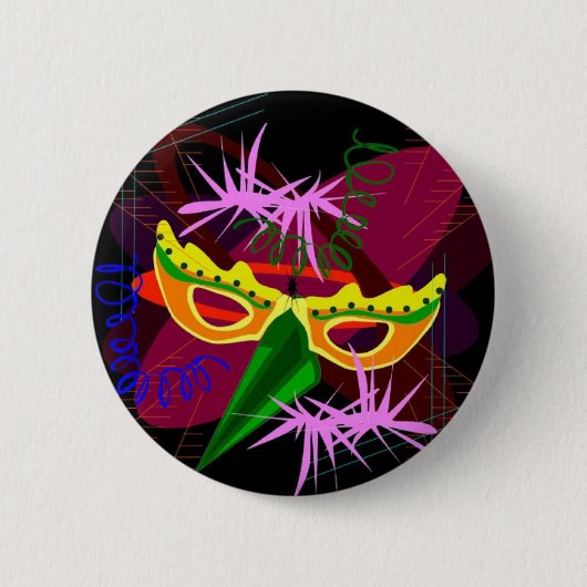Button,Pin,Brooch-Mardi Gras Ronde Button 5,7 Cm (Voorkant)