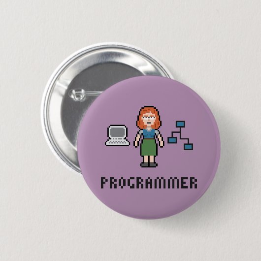 Button Pixel Vrouw Programmer Round (Voorkant /achterkant)