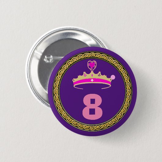 Button - Prinses 8e Verjaardag Tiara (Voorkant /achterkant)