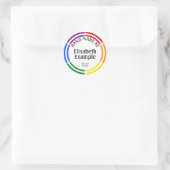 Button RAYS regenboog 1 + uw rug. en tekst Ronde Sticker (Tas)