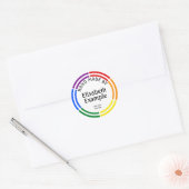 Button RAYS regenboog 1 + uw rug. en tekst Ronde Sticker (Envelop)
