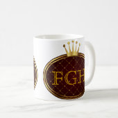 Button RETRO GOLD CROWNS + uw monogram Koffiemok (Voorkant rechts)
