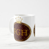 Button RETRO GOLD CROWNS + uw monogram Koffiemok (Voorkant links)