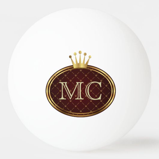 Button RETRO GOLD CROWNS + uw monogram Pingpongbal (Achterkant)