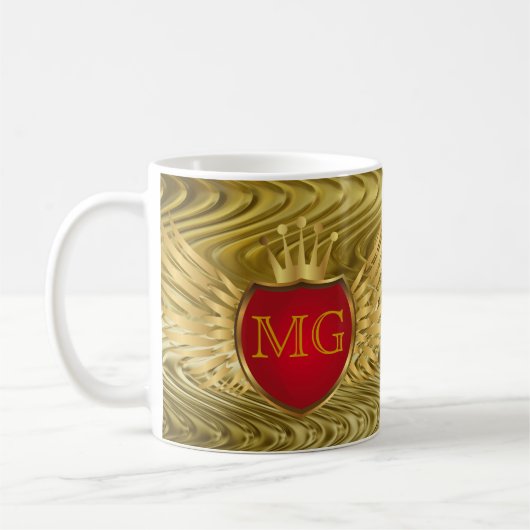 Button RETRO GOLD WINGS + monogram Koffiemok (Links)