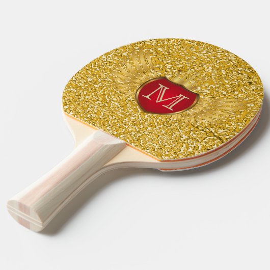 Button RETRO GOLD WINGS + monogram Tafeltennisbatje (Voorkant Gekanteld)