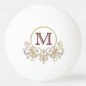 Button RETRO ORNAMENT + uw monogram Pingpongbal (Voorkant)