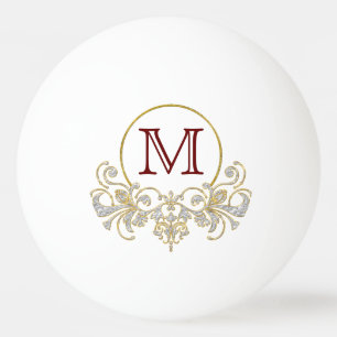 Button RETRO ORNAMENT + uw monogram Pingpongbal