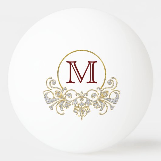 Button RETRO ORNAMENT + uw monogram Pingpongbal (Achterkant)