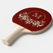 Button RETRO ORNAMENT + uw monogram Tafeltennisbatje (Voorkant Gekanteld)