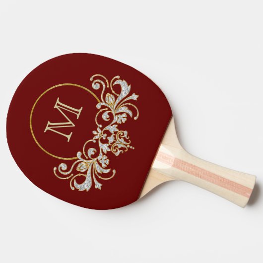 Button RETRO ORNAMENT + uw monogram Tafeltennisbatje (Achterkant)