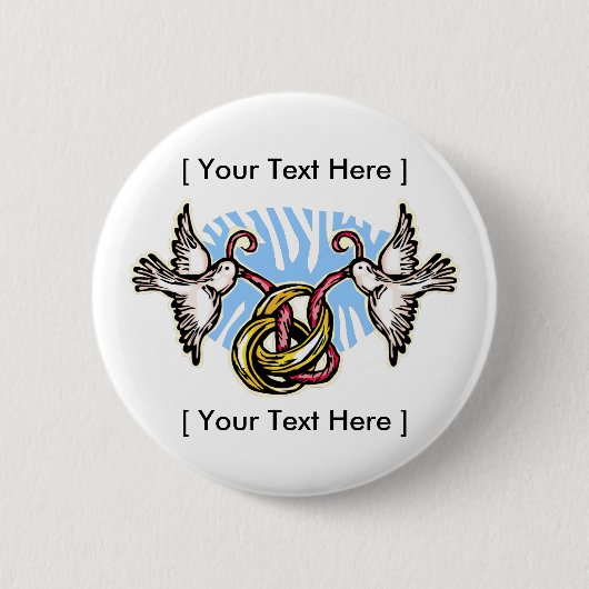 Button: ringen en duiven ronde button 5,7 cm (Voorkant)