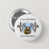 Button: ringen en duiven ronde button 5,7 cm (Voorkant /achterkant)