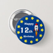 Button - Rocketship 12e Verjaardag (Voorkant /achterkant)