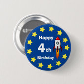 Button - Rocketship 4th Birthday (Voorkant /achterkant)