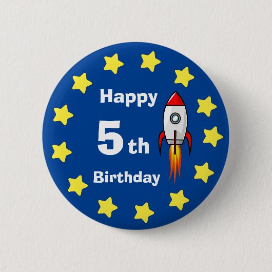Button - Rocketship 5th Birthday (Voorkant)