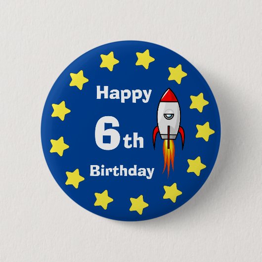 Button - Rocketship 6th Birthday (Voorkant)