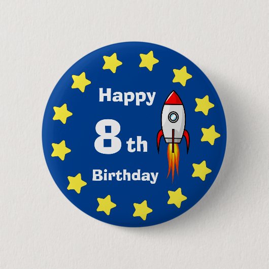 Button - Rocketship 8th Birthday (Voorkant)