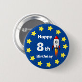 Button - Rocketship 8th Birthday (Voorkant /achterkant)