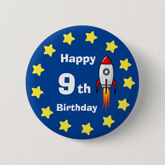 Button - Rocketship 9th Birthday (Voorkant)