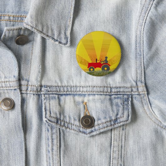 Button rode of groene tractor (In situ)