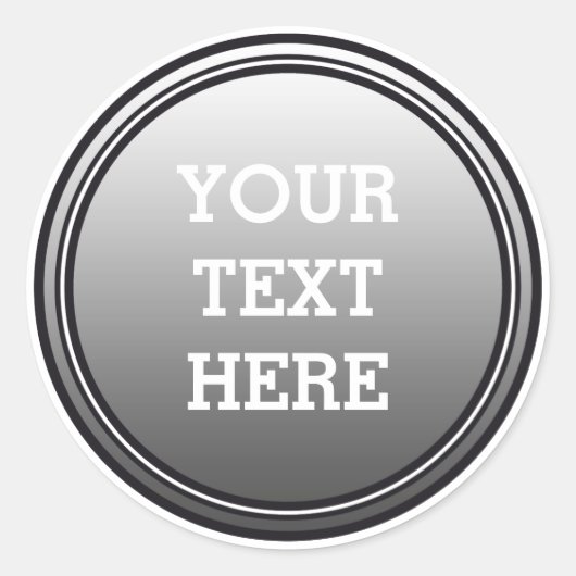 BUTTON ROND grijs & zwart + jouw tekst Ronde Sticker (Voorkant)
