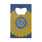 BUTTON ROND RAYS Gold + uw monogram Creditkaart Flessenopener (Achterkant)