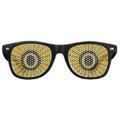 BUTTON ROND RAYS Gold + uw monogram Retro Zonnebril (Voorkant)