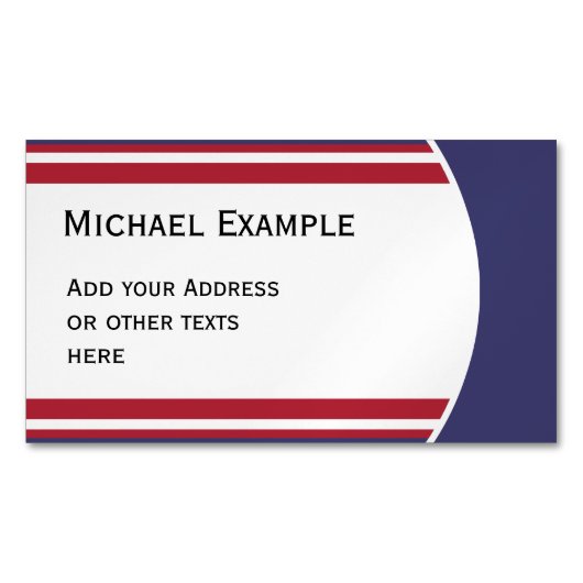 BUTTON ROND strepen blauw rood wit + jouw tekst Magnetisch Visitekaartje (Voorkant)