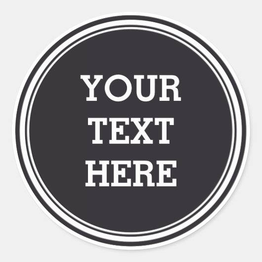 BUTTON ROND zwart-wit + jouw tekst Ronde Sticker (Voorkant)