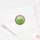 Button ronde groene hellingen + uw rug. en tekst sticker (Envelop)