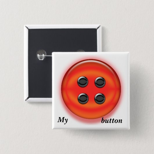 Button - Rood vierkant knop (Voorkant /achterkant)