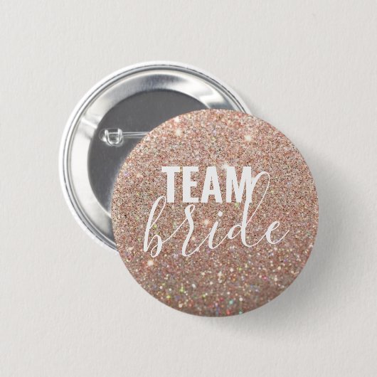 Button - Roos Gold Glitter Fab Team Bride (Voorkant /achterkant)