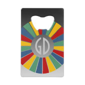 BUTTON ROUND RAYS I + uw monogram Creditkaart Flessenopener (Voorkant)