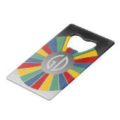 BUTTON ROUND RAYS I + uw monogram Creditkaart Flessenopener (Achterkant Gekanteld)
