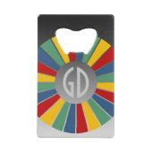 BUTTON ROUND RAYS I + uw monogram Creditkaart Flessenopener (Achterkant)