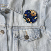 Button."Royal Indigo Florals: luxe donkerblauw Ronde Button 5,7 Cm (In situ)