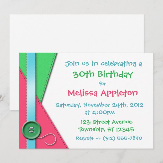 Button ~ Roze, groene en blauwe feestdagen Kaart (Voorkant / Achterkant)