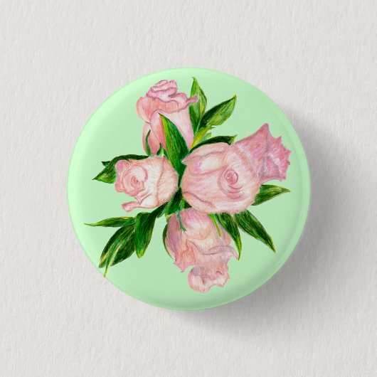Button, roze hybride thee Rozen Ronde Button 3,2 Cm (Voorkant)