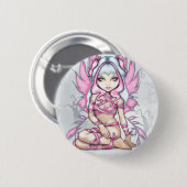 Button "Roze linthaar" (Voorkant /achterkant)