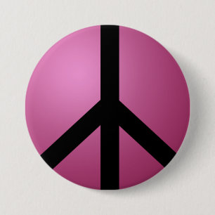 Button, roze vrede Kies uw maat en vorm aan de han Ronde Button 7,6 Cm