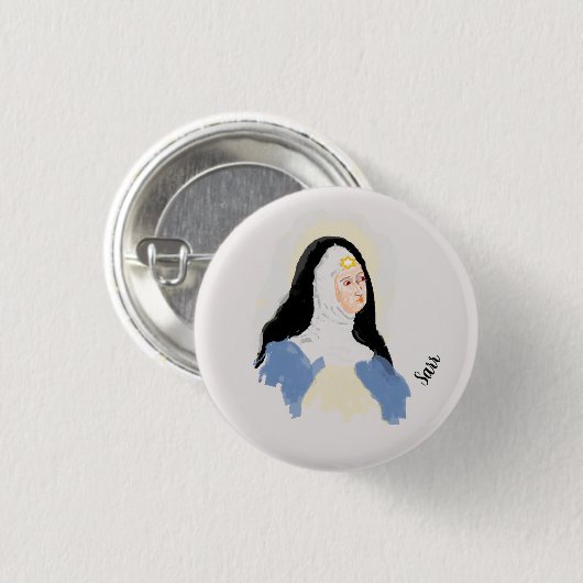 Button: Saint Beatrice Ronde Button 3,2 Cm (Voorkant /achterkant)