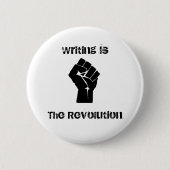 Button "Schrijven is de Revolutie" (Voorkant)