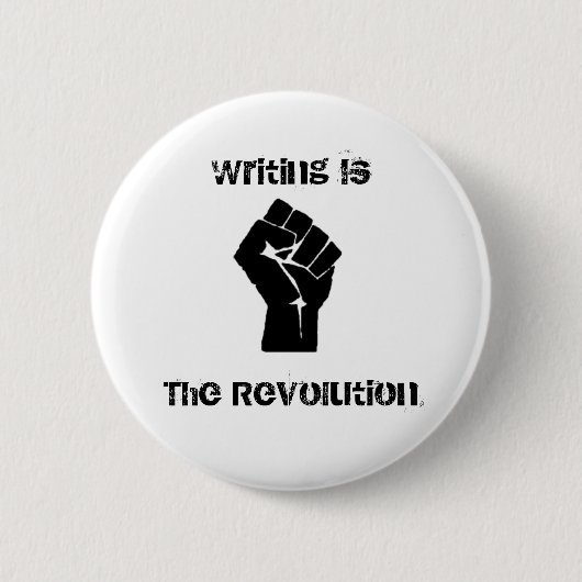 Button "Schrijven is de Revolutie" (Voorkant)