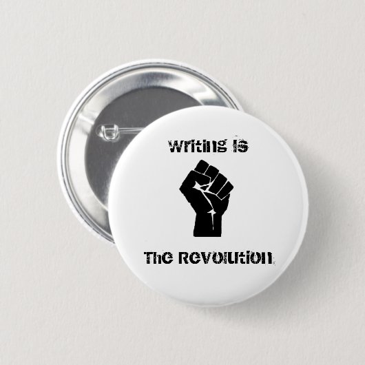 Button "Schrijven is de Revolutie" (Voorkant /achterkant)
